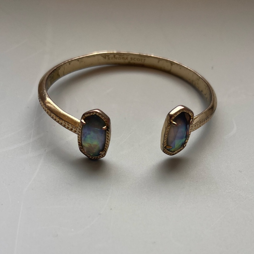 Kendra Scott gold iridescent stone cuff bracelet